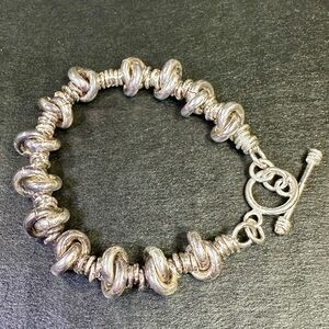 925 Sterling Silver (Saint Sarah Jane?) Knots Link Bracelet 7.5” LOT#239